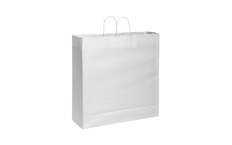 Shopper in Carta Bianca con Maniglia Ritorta