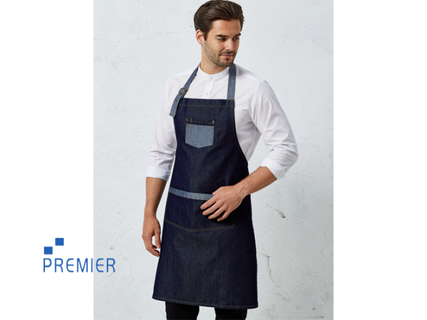 Domain Contrast Denim Bib Apron