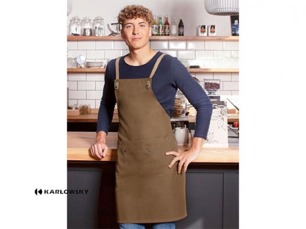 Bib Apron With Crossed Ribbons and Big Pocket
