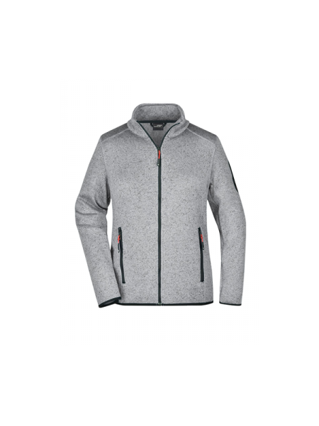 light grey melange - red